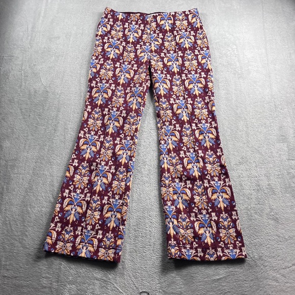 Maeve by Anthropologie Pants - Maeve Anthropologie Margot Damask Tapestry Print Flare Pants Burgundy XS
